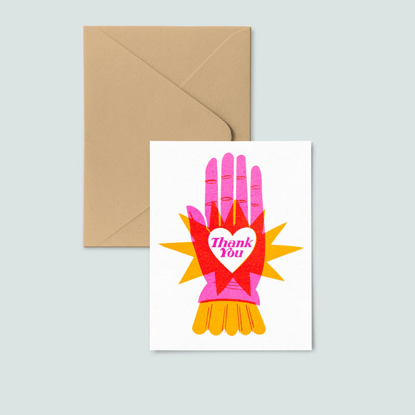 Helping Hand Risograph Thank You Card Notecard
