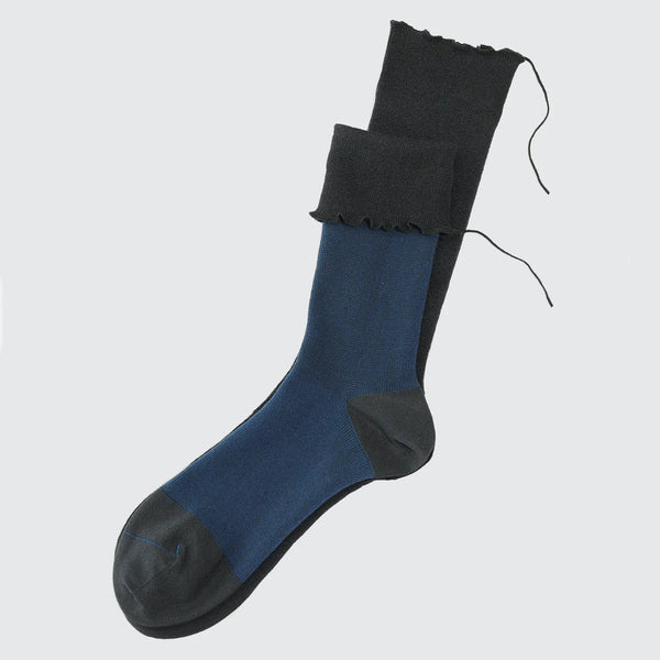 Dark Gray with Blue Top Himukashi Socks (Chocolate Mousse 04)