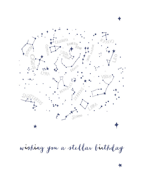 Notecard Stellar Constellations Birthday