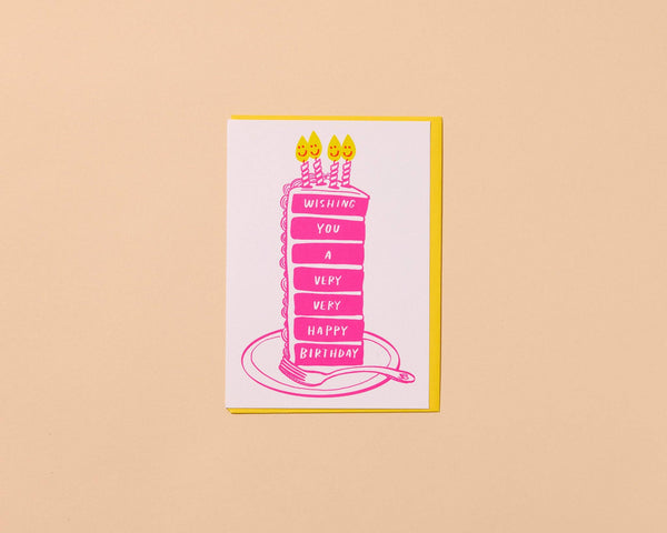 Wishing You A Very Happy Cake Letterpress Birthday Card