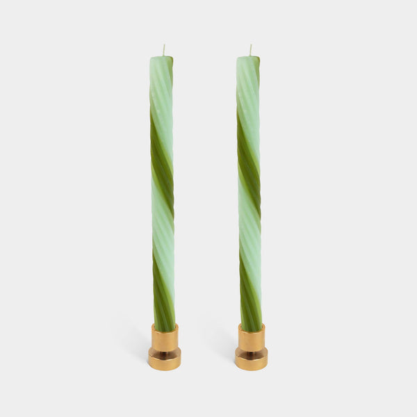 Rope Candles - Green (2 Pack) - 11" Vibrant Taper Candles