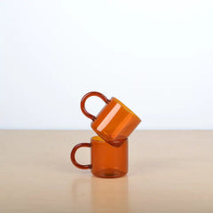 Set of 2 - Amber Glass Mugs