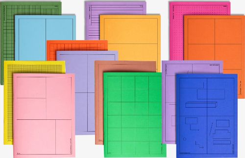 booq / a double-sided notebook (7 colours/grids mixed)