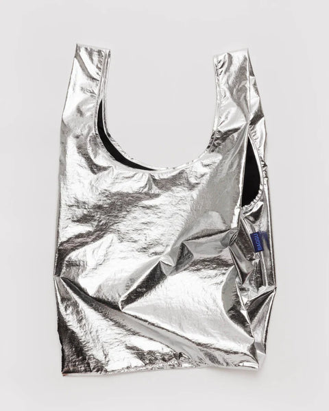 Metallic Silver Baggu Standard Reusable Bag