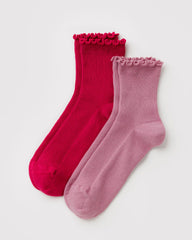 Baggu: Lettuce Edge Socks Set of 2 - Wild Plum and Cherry