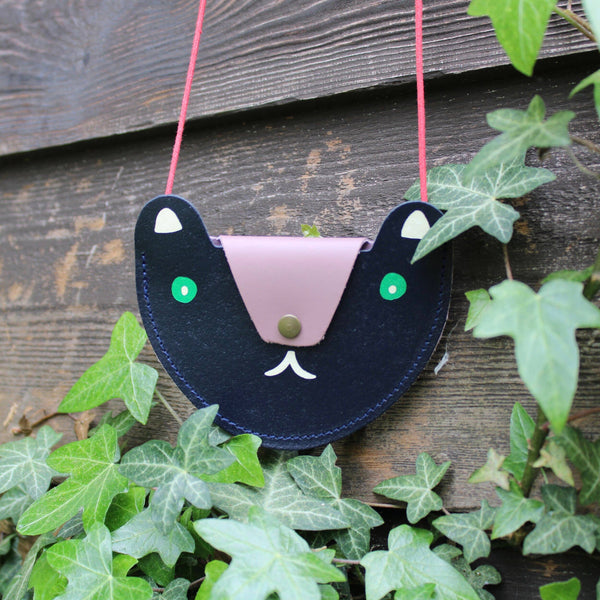 Bear Pocket Coin Purse: Navy/Dusty Pink