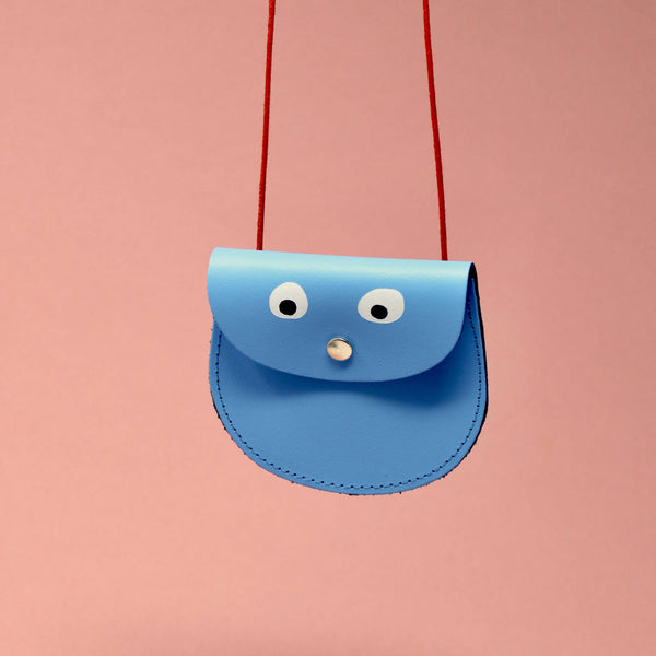 Googly Eye String Purse: Cornflower