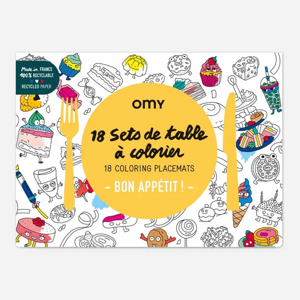 OMY: 18 Coloring Placemats - Bon Appetit
