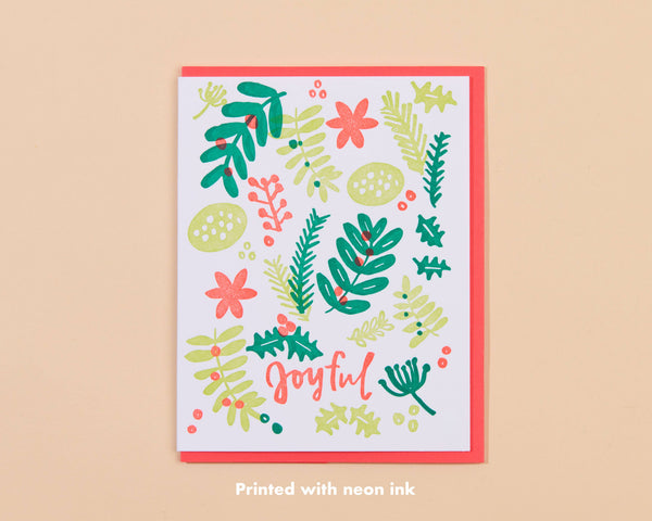 Joyful Holiday Plants Letterpress Greeting Card