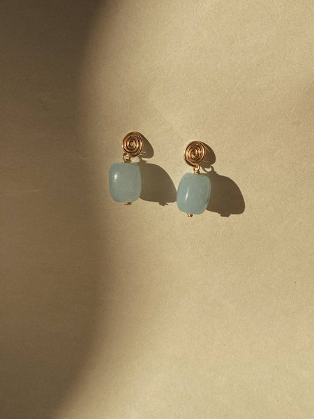 Inward earrings- Aquamarine