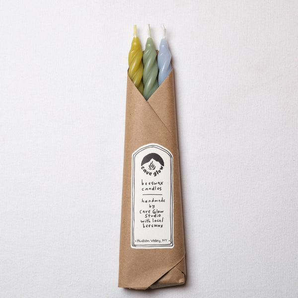 Hydrangea Spiral Beeswax Candles - Set of 3