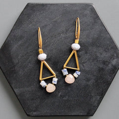 Sodalite and peach jade earrings