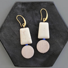 White and gray geometric earrings