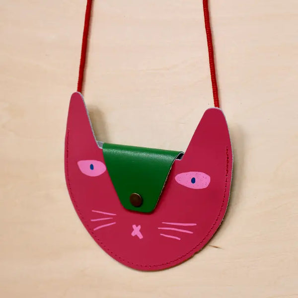 Cat Pocket Purse - New Pink / Green