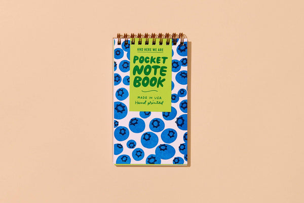 Blueberries Letterpress Spiral Pocket Size Notebook