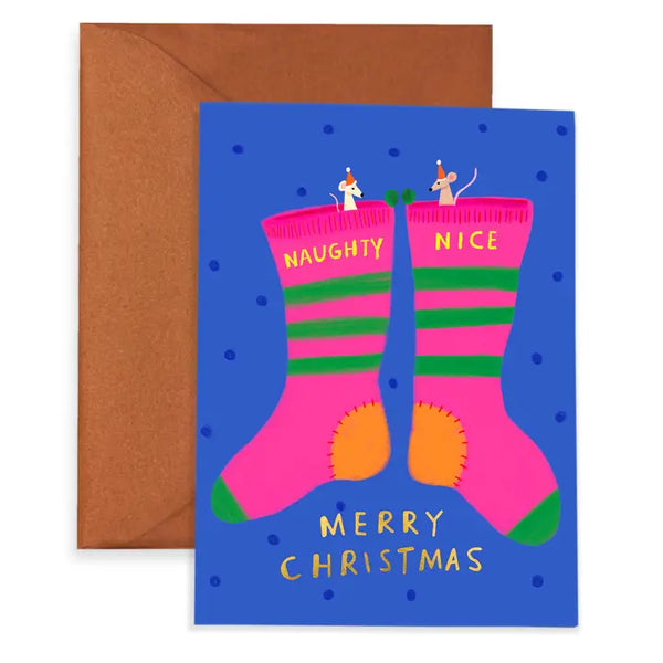 Naughty + Nice Socks Notecard