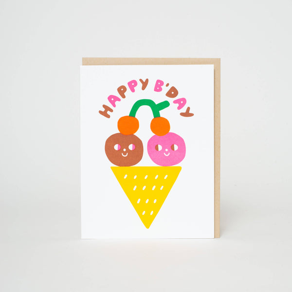 Birthday Ice Cream Wishes Letterpress Notecard