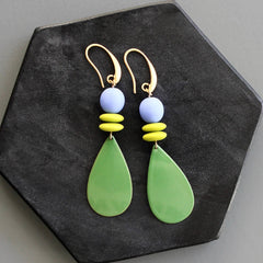 Periwinkle gass and enameled earrings