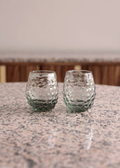 Hand Blown Wine Cocktail Glass Tumbler - Bubble Texture