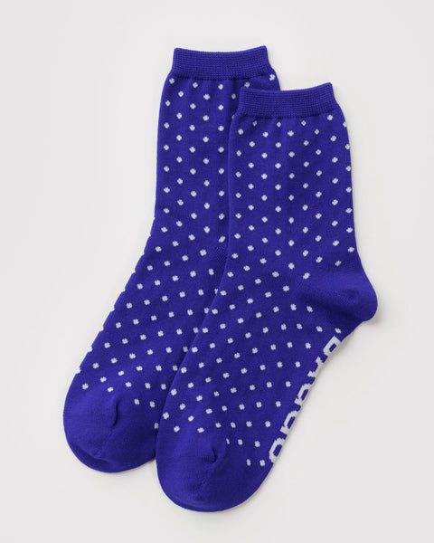 Baggu: Crew Sock - Micro Blue and White Polka Dot