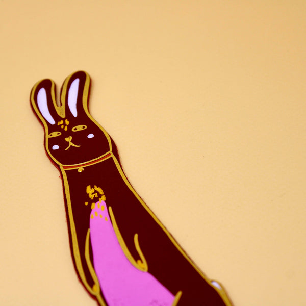 Cute Bunny Bookmark: Dark Red