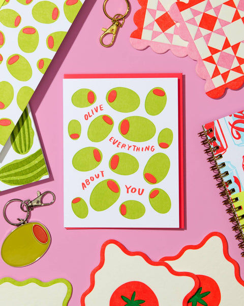 Olive Everything About You Letterpress Food Love Card