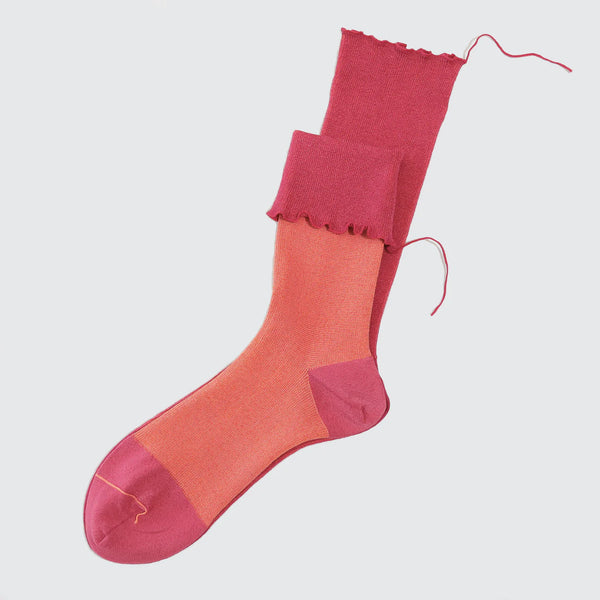 Hot Pink with Orange Top Himukashi Socks (Berry Strawberry 14)