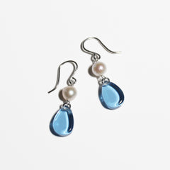 Mini Bead and Pearl Earrings Clear Blue Sky