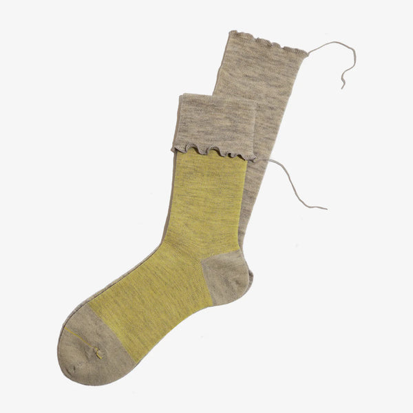 Oatmeal /Yellow " Salty Dog" Himukashi Socks