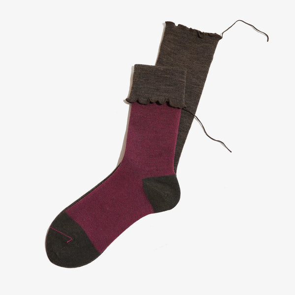 Brown/Burgundy  "Manhattan" Himukashi Socks