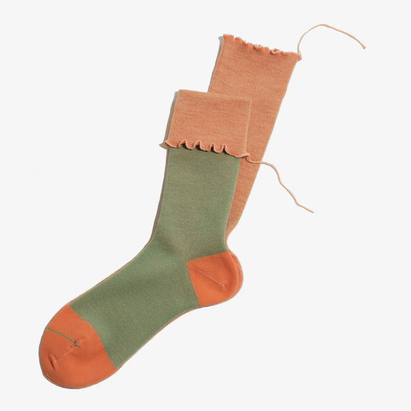 Orange/ Green  "Tequila Sunrise" Himukashi Socks