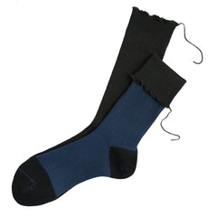 Navy/Dark Brown "Chocolate Cosmos" Himukashi Cotton Socks