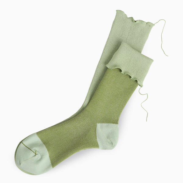 Pompom Mum Pale Green Cotton Socks - Sarigenaku