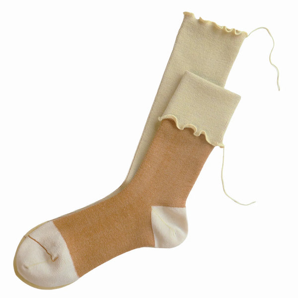 Citrine (Cream/Orange) Wool Socks - Sarigenaku