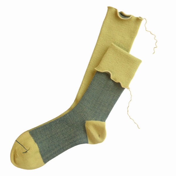 Yellow Diamond (Gold/Green) Wool Socks - Sarigenaku