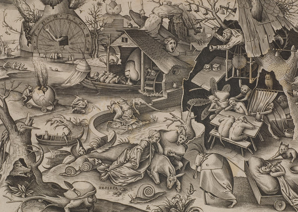 G70 Postcard Peter van der Heyden, after Peter Bruegel, Desidia (Sloth), from the series Seven Deadly Sins