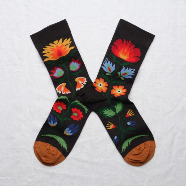 PK1-01 | Polka Bouquet Socks - Faux Noir