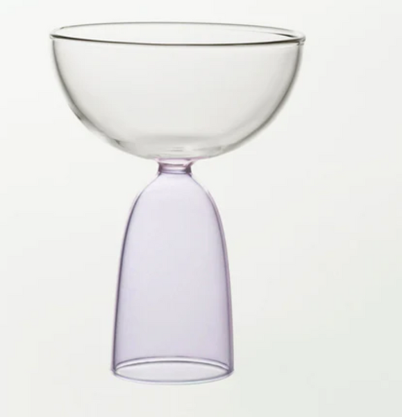 Coupe Cocktail Glass:  Halftone Clear + Lilac - Mamo