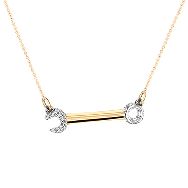 Pavé The Way: Crank  it Up Wrench Necklace
