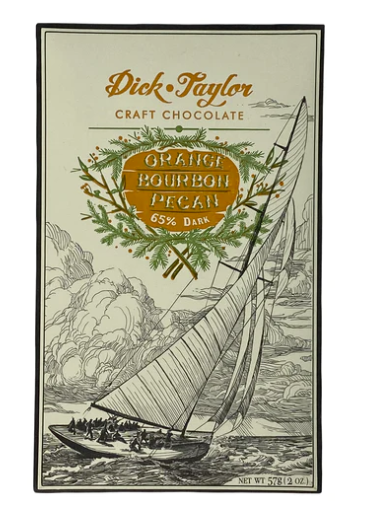 Dick Taylor Orange Bourbon Pecan Chocolate Bar