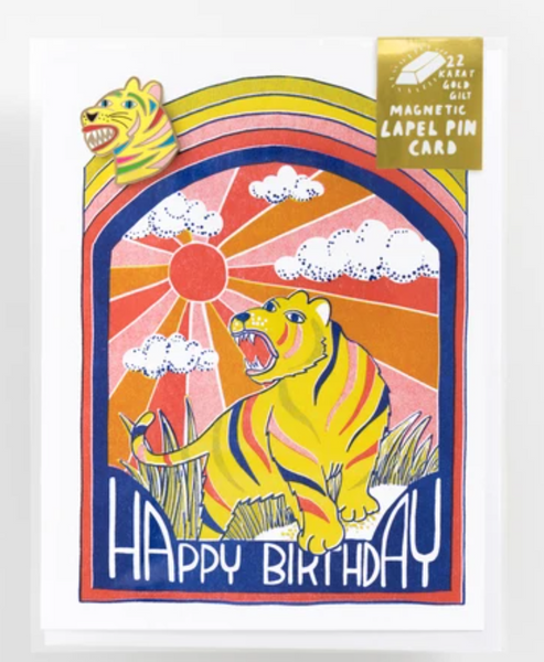 Lapel Pin Happy Birthday Rainbow Tiger Notecard