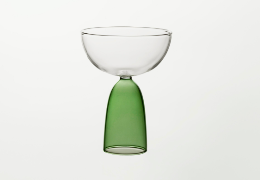 Coupe Cocktail Glass:  Halftone Clear + Green - Mamo