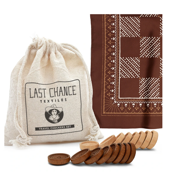 Last Chance Textiles: Travel Checkers Set - Cocoa