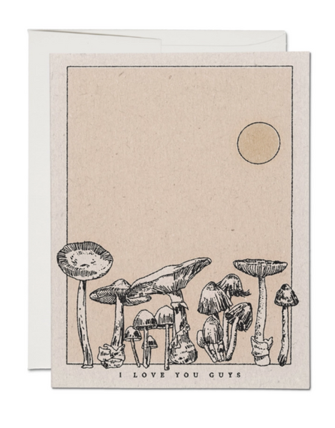 Mushroom I Love You Guys Notecard