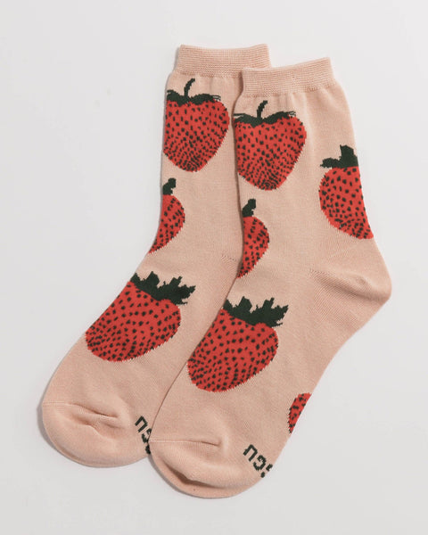 Baggu: Crew Sock Strawberry