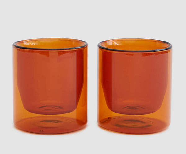 Double Wall Amber Glass Set {6 Oz.}